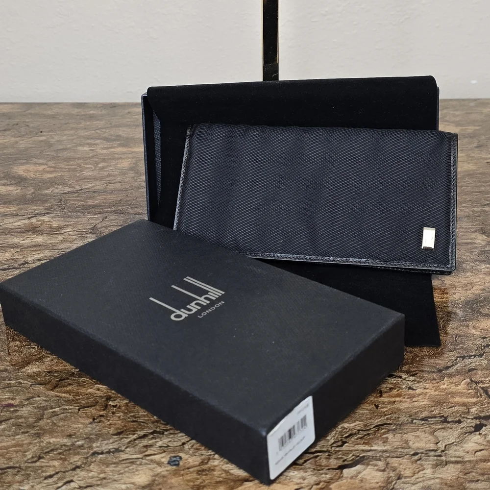 Dunhill London Black Continental Wallet Nylon Canvas & Leather Trim NEW w/ Box